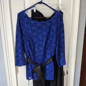 Blue & Black Evening Wear Formal Pants Set